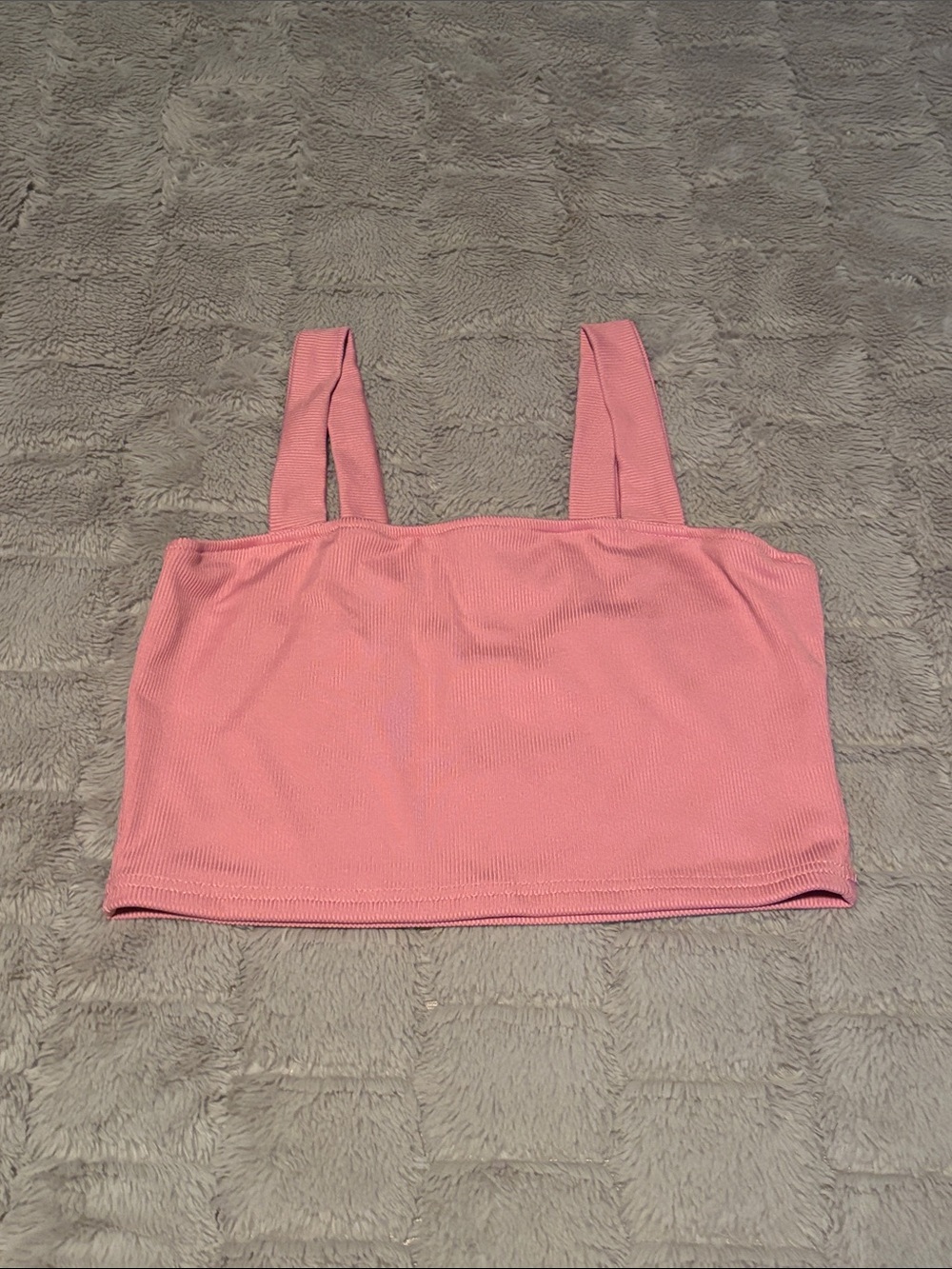 Women’s Ribbed Square-Neck Tank Crop Top in Pink